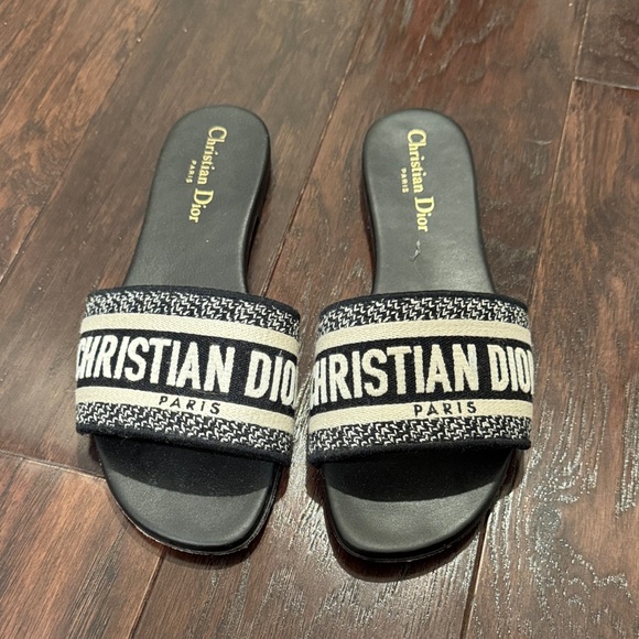 Dior Shoes - Dior Black and Cream Slides